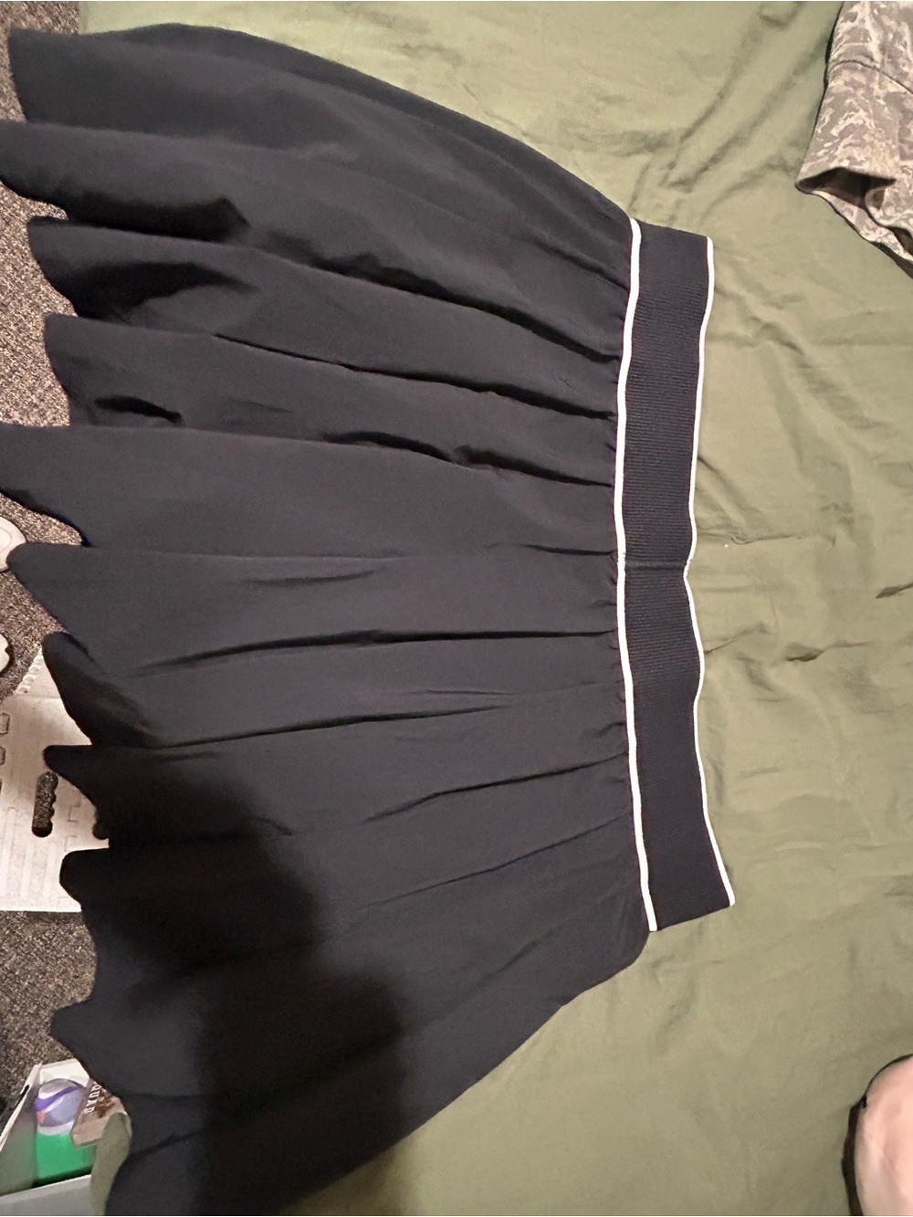 ALO Yoga Black Skater Skirt with White-Trim Waistband
